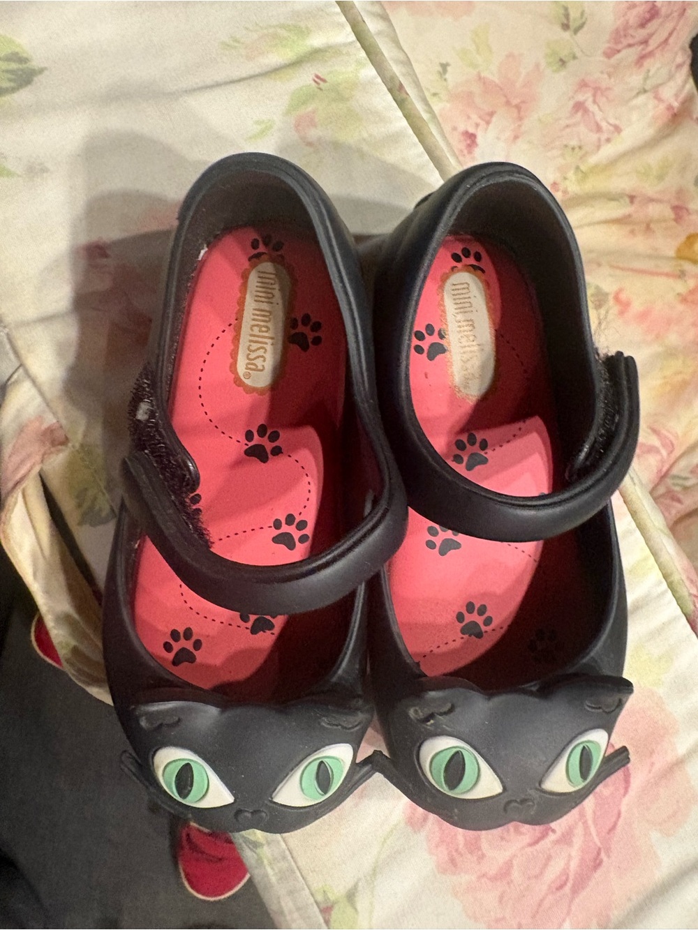Mini Melissa Black Cat Mary Janes with Pink Insole